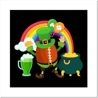 Rainbow Football Gnome St. Patrick's Day Posters and Art